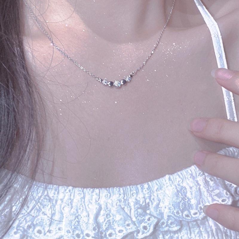S925 Sterling Silver Geometric Curved Necklace Female Korean Version Personalized Versatile Diamond Pendant Autumn and Winter New Collarbone Chain