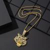 Zinc Alloy Tiger Pendant Necklace Men European American Domineering Punk Hip Hop Cool Full Zircon Personalized Cuban Chain Neck Jewelry Gift