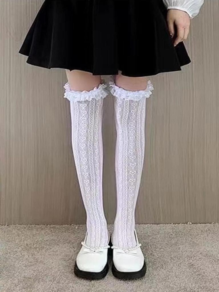 Lolita Knee High Socks Women Stockings Sexy Lace Bow Long Socks Thigh High Stockings Sweet Girls Kawaii Stockings