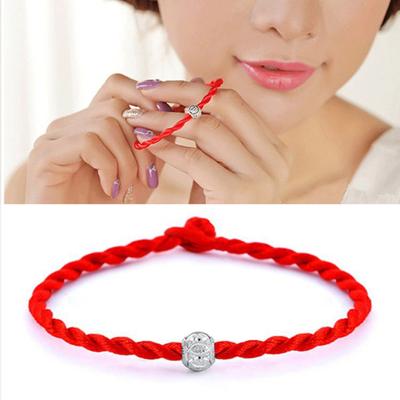 Ethnic Plated Bead Braided Red Rope Bracelet Unisex Lucky Wrist Decor