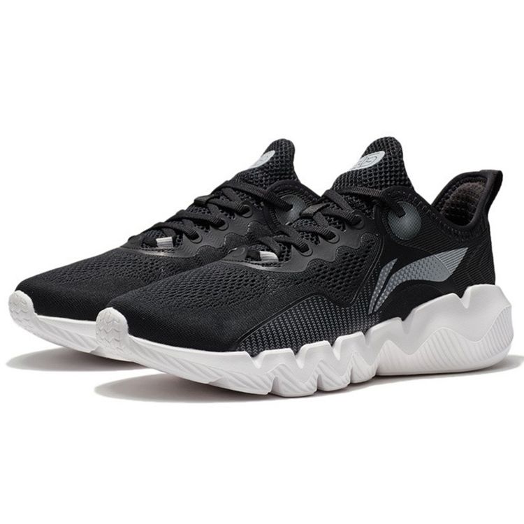 Li Ning Lightweight Trendy Sports Shock Absorbing Non-Slip Durable Low-Top Casual Shoes Men sneaker Black AGLS023-1