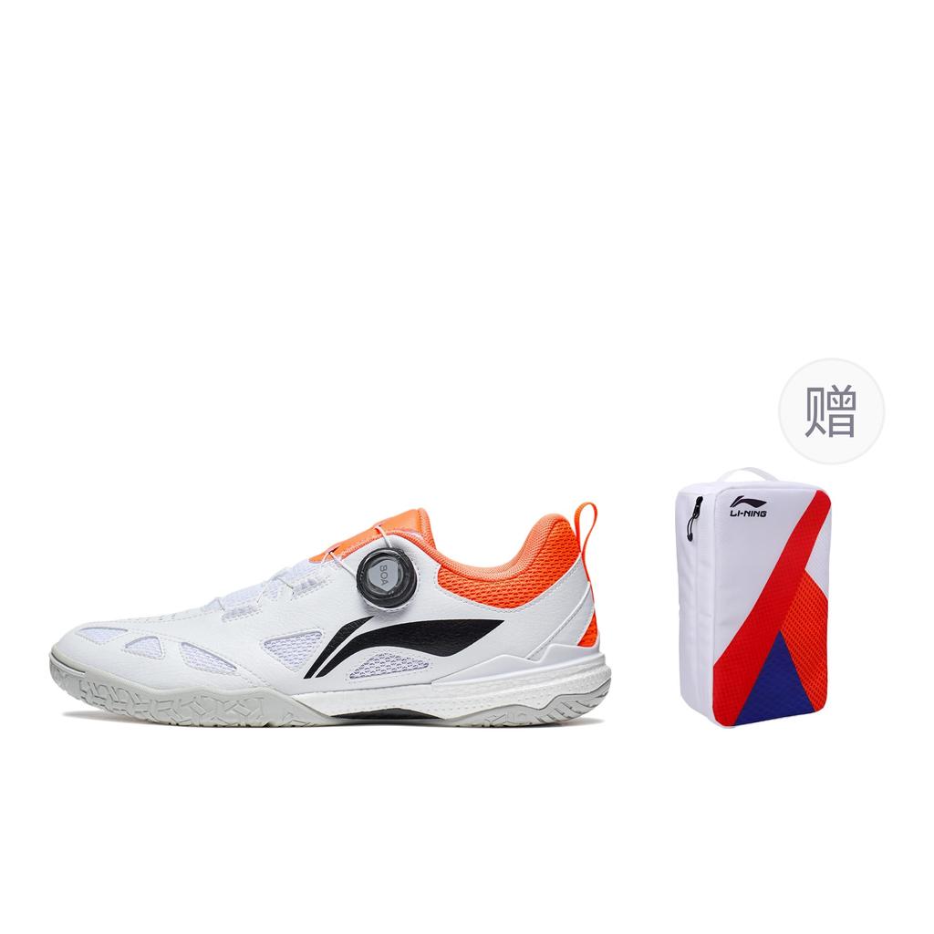 Li Ning Mage Pe Comfortable Cushioning Low Top Table Tennis Shoes Unisex White Orange APPU017-1