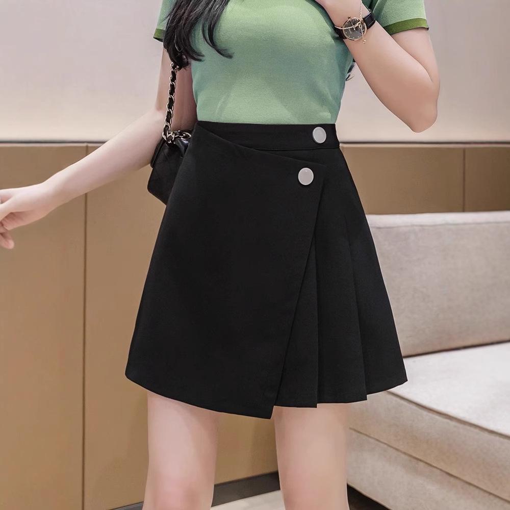 

Women s High Waist Irregular Pleated Black A-Line Skirt - Midi to Mini, Fall/Winter 2024, Anti-Exposure, Slimming 3XL [For 74-80 kg]