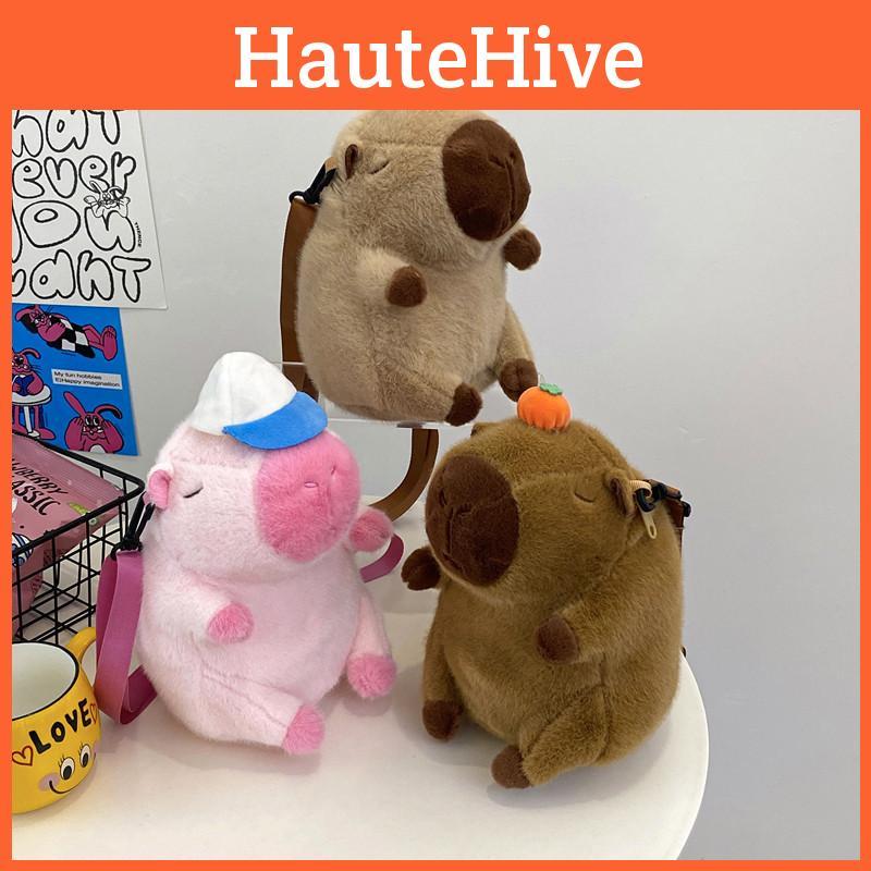 Backpack Baseball Capybara Cute Cartoon Stuffed Doll Backpack Soft Guinea Pig