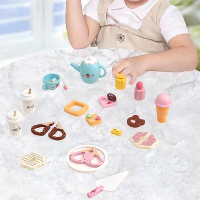 Kids Tea Party Set Wood Simulation Role Play Kitchen Playset Pretend Toys Coffee Plate