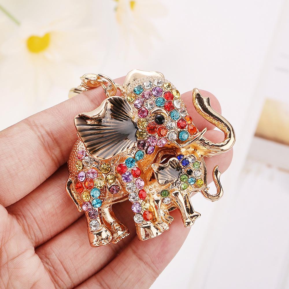 Cartoon animal elephant keychain, cute, diamond studded, little elephant, diamond studded bag pendant