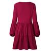 Fashion Women Long Sleeve V-Neck Draped Flowy Swing Dress