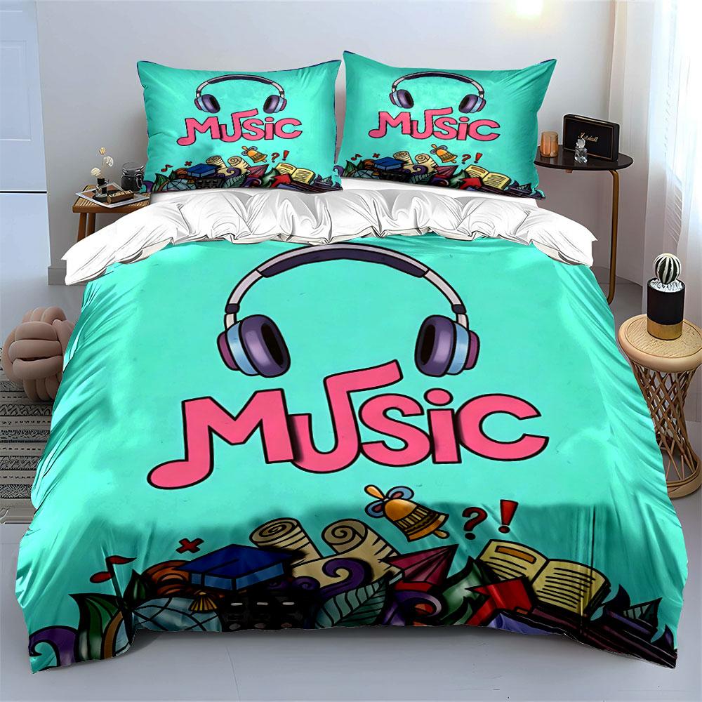 Music-Themed Educational Decor Set Soft Comfortable Duvet Cover Bedding Set Included 1*Duvet Cover & 2*Pillowcases, Gift