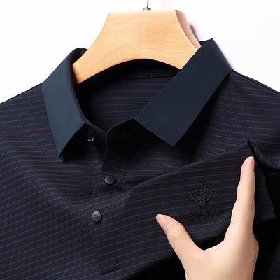 Long Sleeve T-shirt Men's Spring and Autumn New Striped Printed Versatile Casual Top Simple Polo Shirt