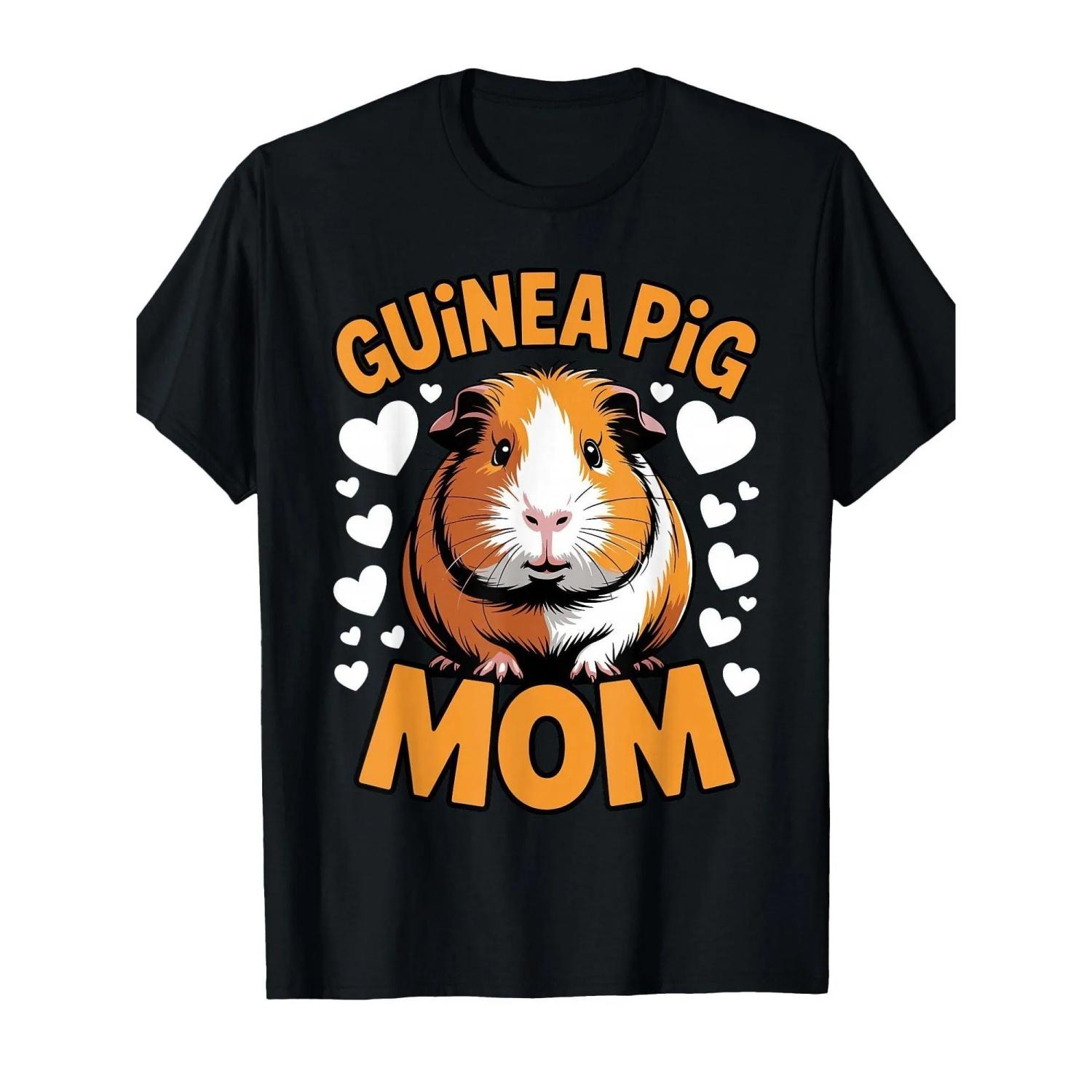 Guinea Pig Mom Graphic Tee Cute Pet Lover Women s Short Sleeve T-Shirt Casual Summer S чёрный