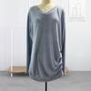 Women Tops V-Neck Long Sleeve Side Buttons Decor Casual Pullover Tops Solid Color Spring Autumn Blouse
