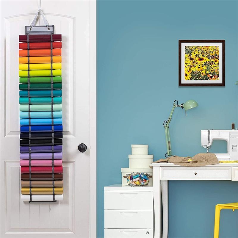 A20F-24 Compartments Vinyl Storage Organizer Holder Hanging Bag Crafts Vinyls Roll Storages Rack Hang Pocket Behind Door Room