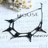Gothic Bird Skull Necklace With Cross Chain For Women In Antique Style