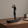 Human Figure Sculpture Decorative Textured Metal Modern Abstract Figurine for Office,