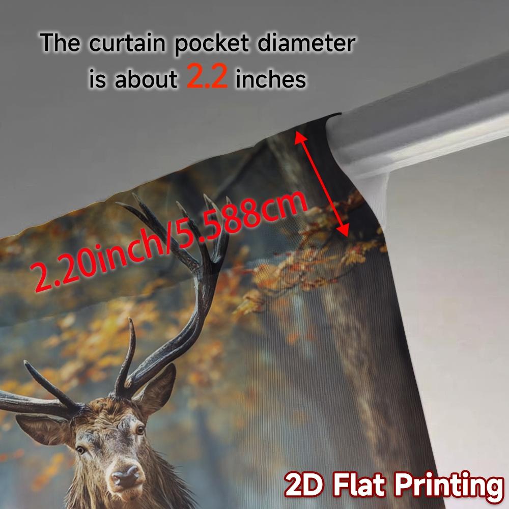 2pcs, 2D FLAT PRINTING Curtains (Without Rod) Majestic Stag Modern Pattern Curtains Yarn Curtains Gifts Ldeal for Bedroom &
