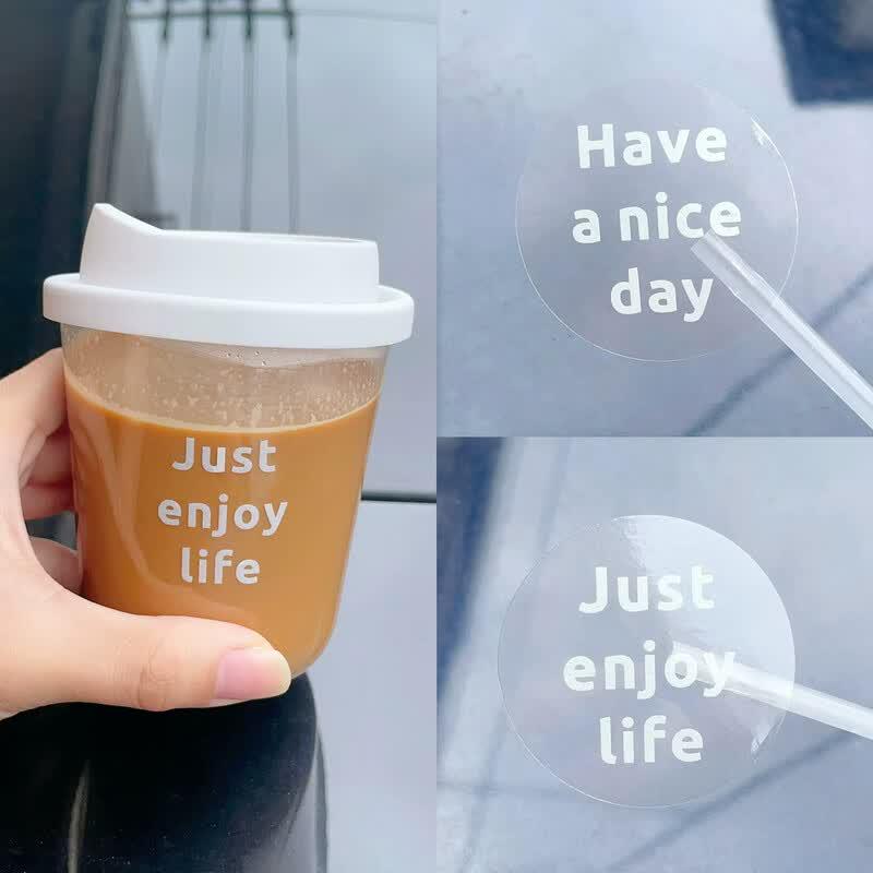 Miaojiayi 400ml U-Shaped Disposable Beverage Cups with Lids and Stickers