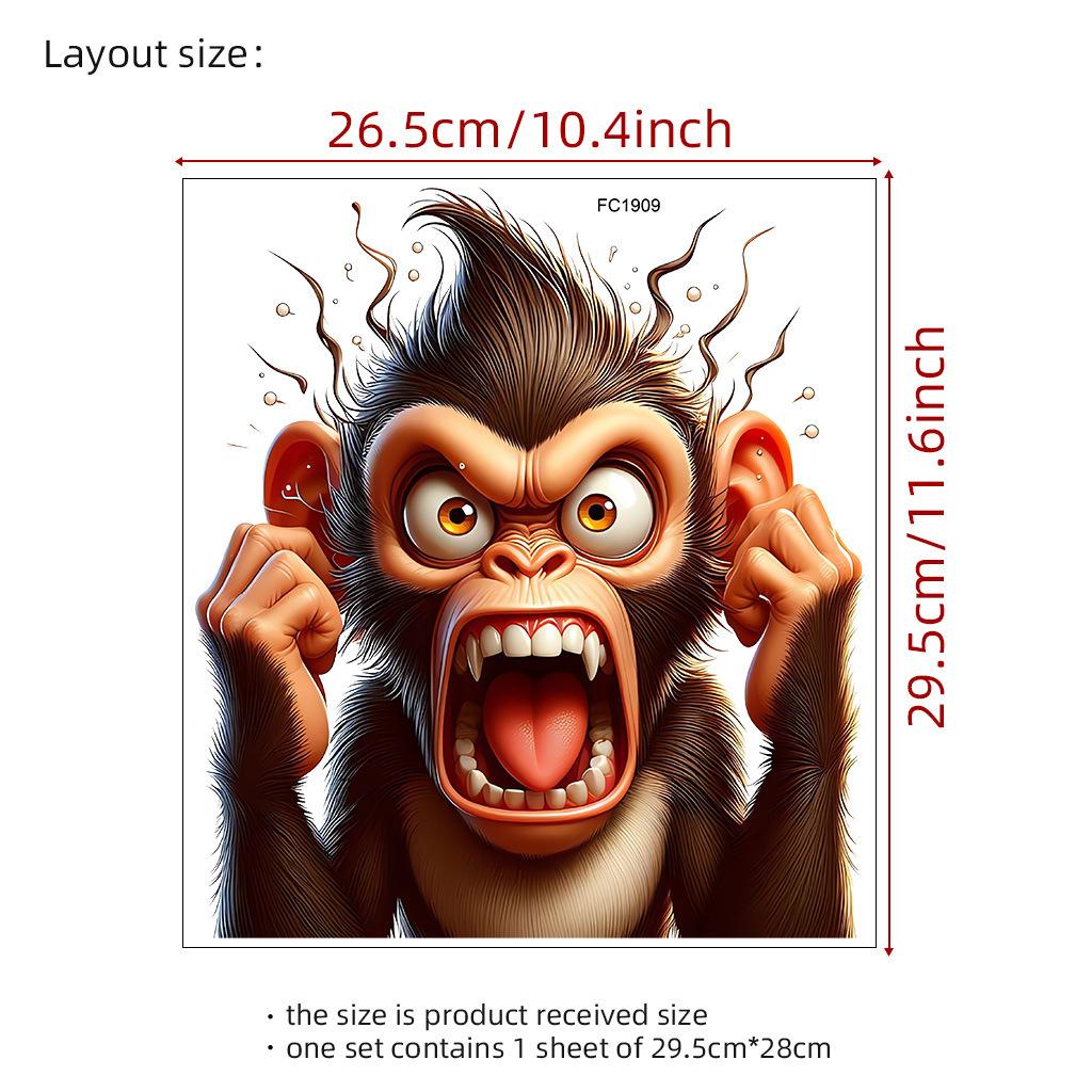 

Self-adhesive Angry Monkey Wall Stickers Waterproof for Living Room Bedroom Home Decor 26x30cm разноцветный