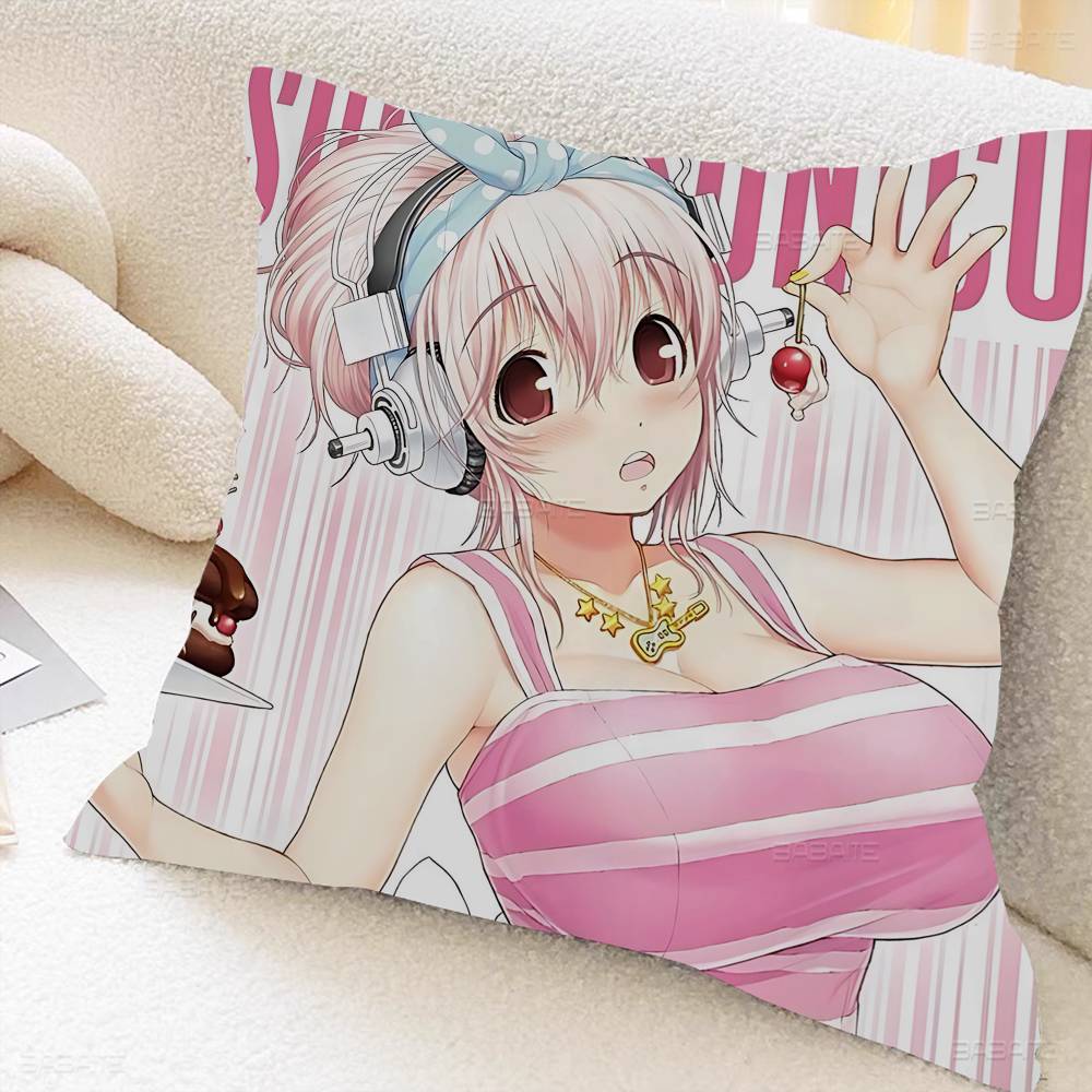 Super S-Sonico Manga Anime Personalized Picture Text Home Decorative Pillows Household Gifts 45X45Cm