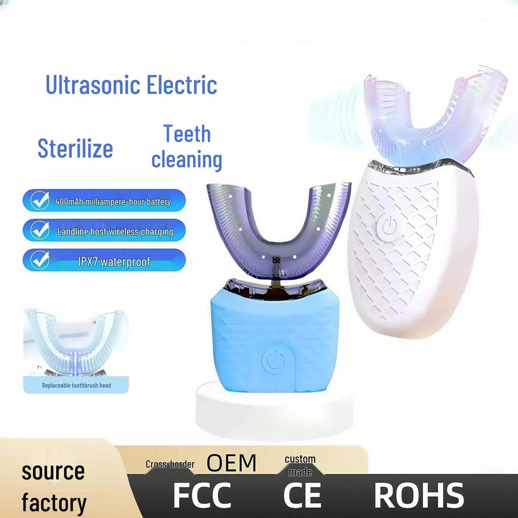 Ultrasonic U-Shaped Waterproof Electric Toothbrush for Whole Mouth Cleaning