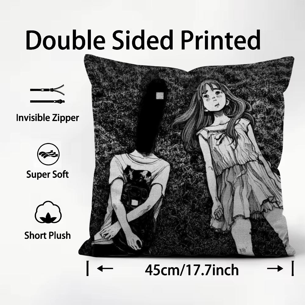 G-Goodnight P-Punpun Cute Cushion Cover Premium Comfort Reversible Pillow Cove -Two In One Design for Any Room & Car Interior