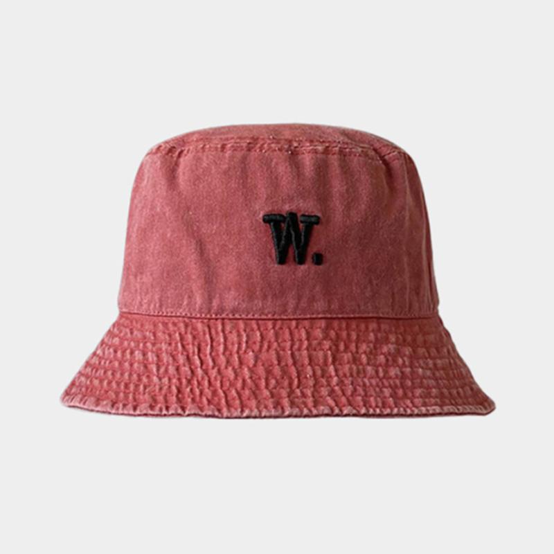 

LOOKING4U Double W Dot Signature Logo Bucket Hat Red Red