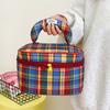 Large Capacity Women Cosmetic Bag Handbag Travel Toiletry Bag Fashion Checkered  Makeup Bag  Travel