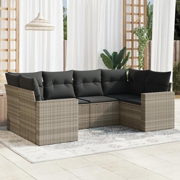 VidaXL Garden Lounge Set with Cushions 6 Pcs, Patio Sofas, Patio Furniture Set, Outdoor Furniture, Grey 3251719