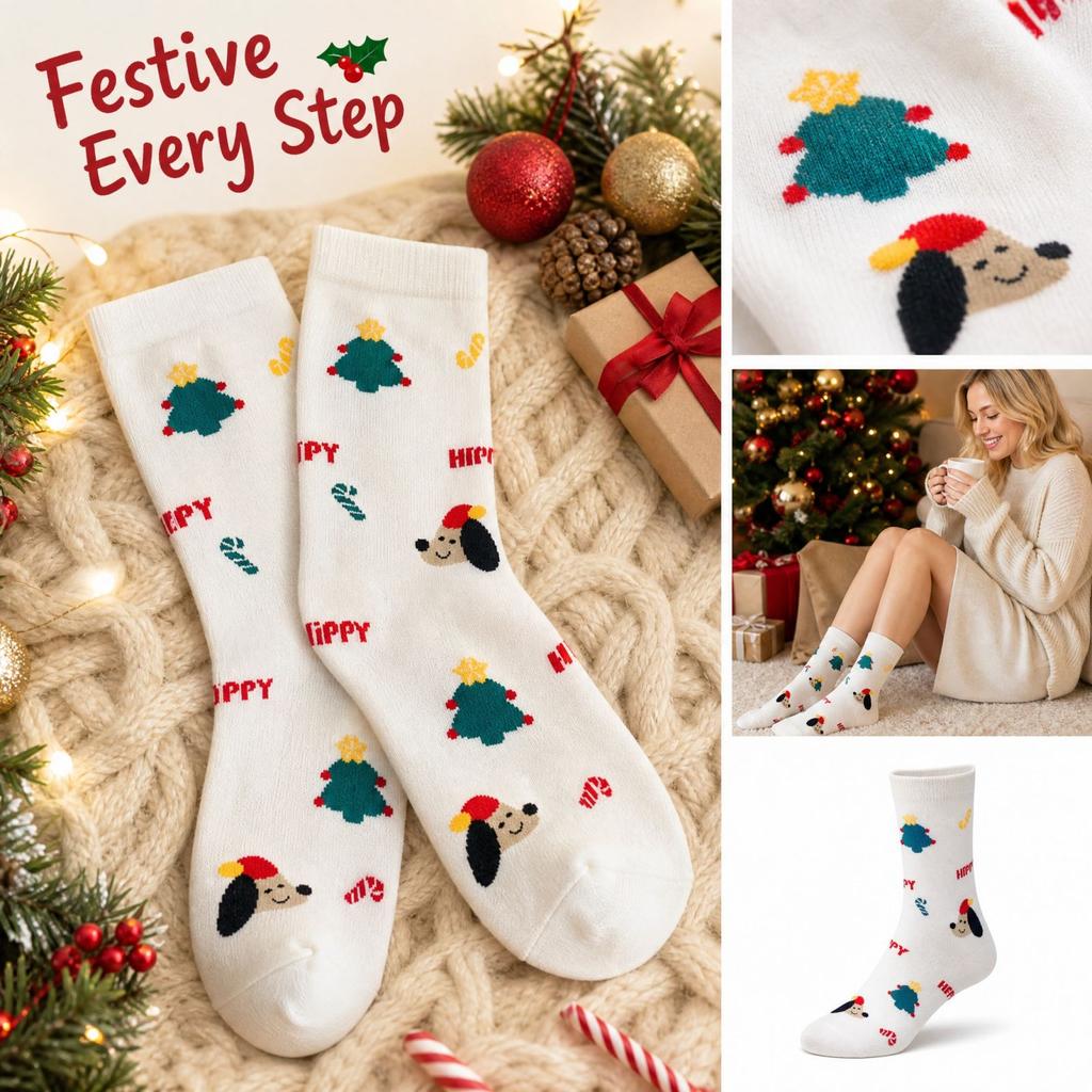 Women's Cute Christmas Mid-Calf Socks for Fall and Winter