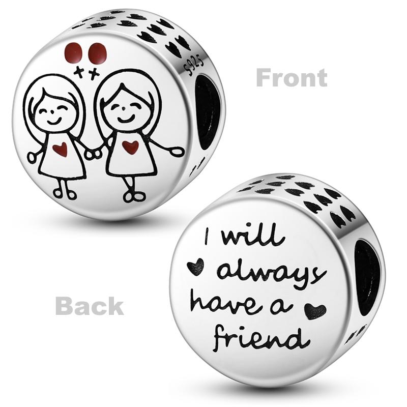 Copper Heart Shaped Charms Bead Family Friend Lover Mother'S Day Pets Dangle Fit Original Bangle Bracelets Diy Jewelry Gift