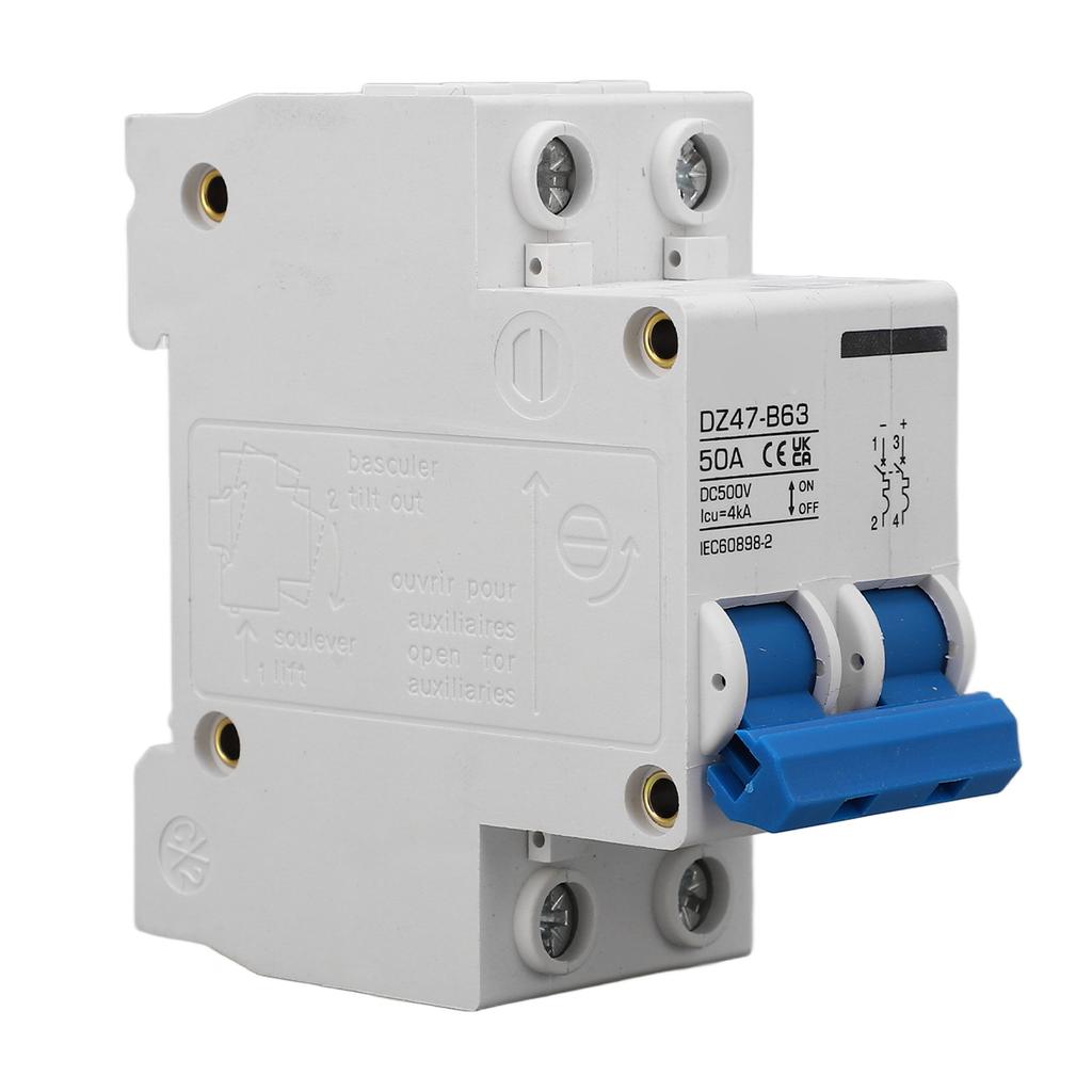 DC 500V 2P Mini Circuit Breaker DIN Rail Mount Low Voltage Circuit Breaker for Solar System B Type