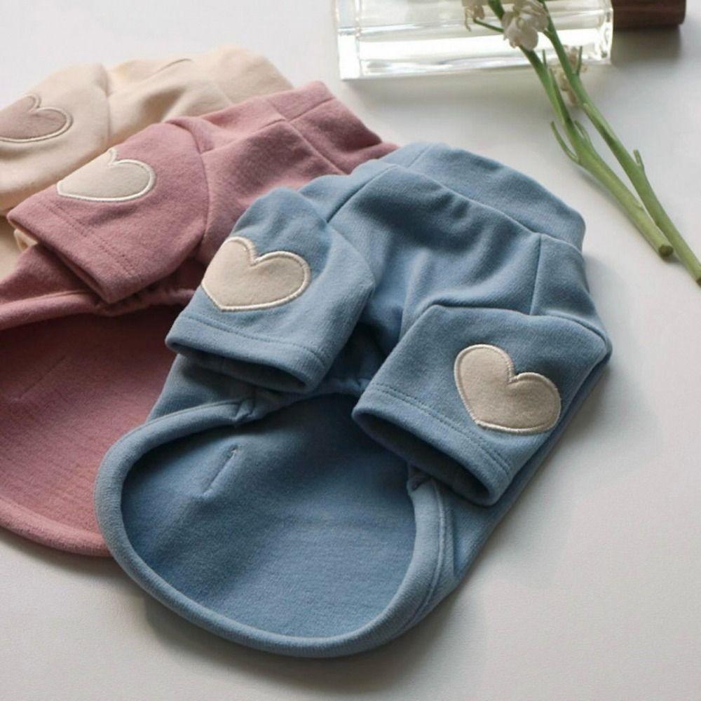 Warm Pet Dog Hoodie Love Pattern Dog Two Legged Clothes Fashion Dog Base Shirt for Dogs Puppy Cats