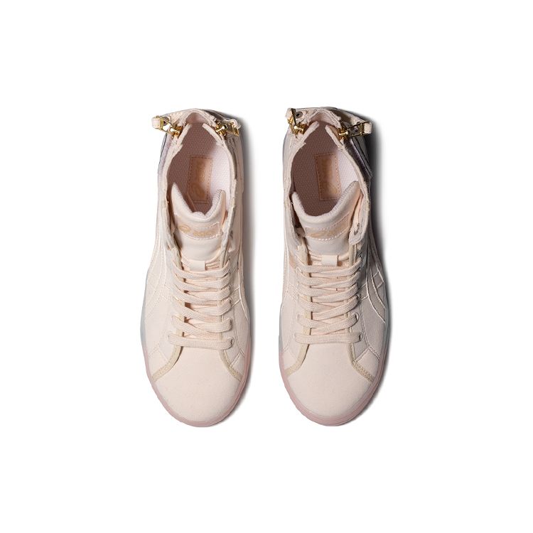 Asics Double Clutch Fabric Synthetic Leather Retro Casual High-Top Skate Shoes Women Sneakers Off-White 1203A172-101