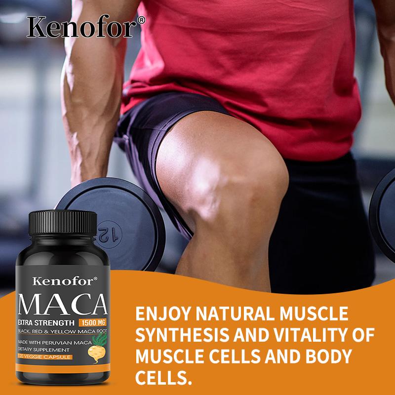 Capsule di Radice di Maca 1500mg, Estratto di Radice di Maca Nero Rosso Giallo, 120 Capsule Vegetariane, Integratore Alimentare