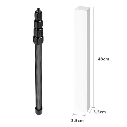 Handheld Microphone Boom Arm, 5-Section Extendable Carbon Fiber Boom Pole for Microphones, 1/4" Screw & Thread, Foam Grip Lock, Maximum Length 155cm/6