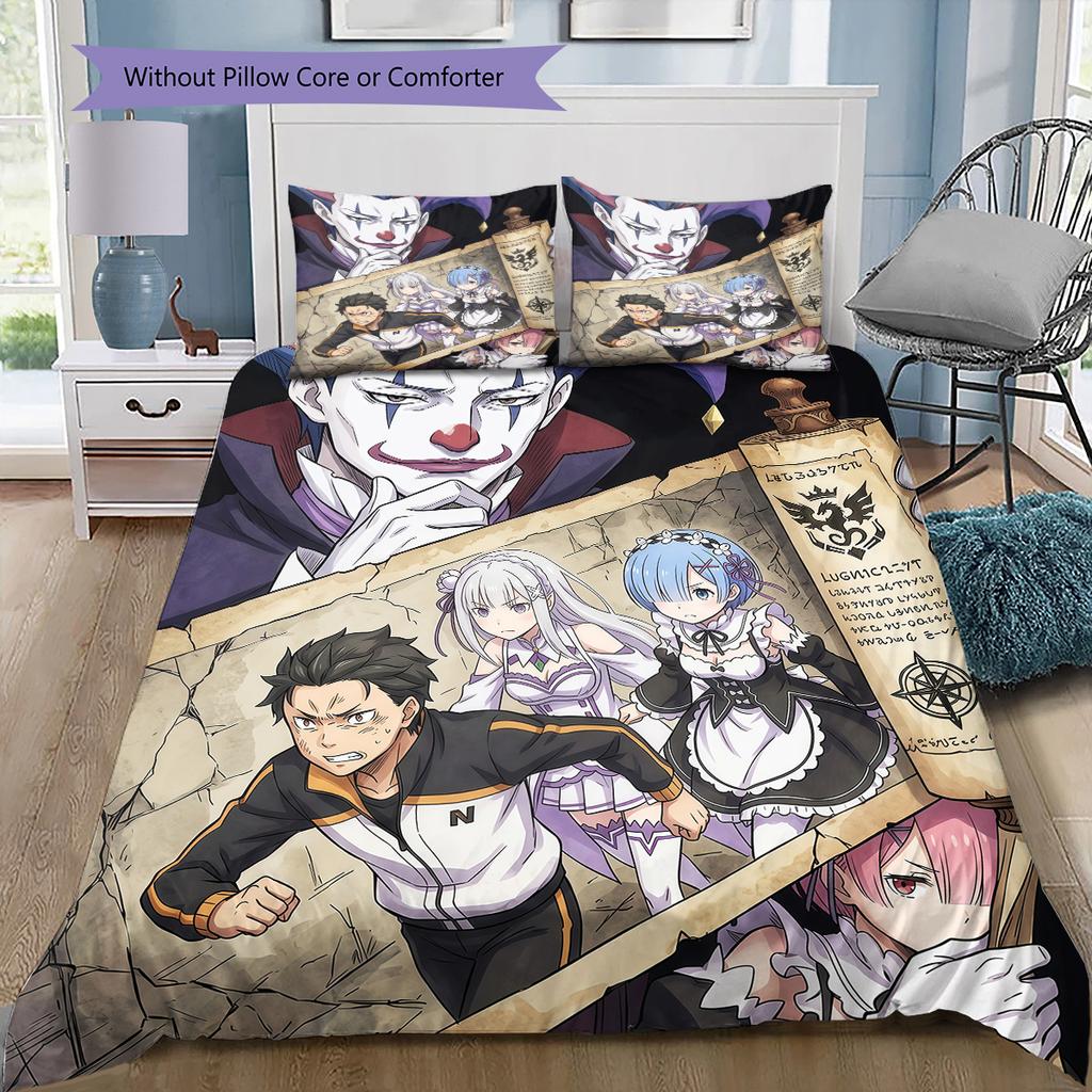 ReZero Starting Life In Another World Bedding Set, 1 Duvet Cover & 2 Pillowcases, Cozy Home Bedding, Great Gift Fans.xwn