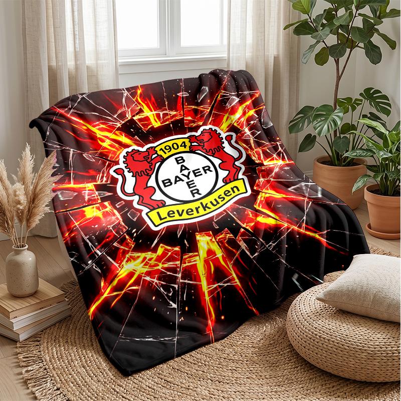Bayer Leverkusen Football Print Flannel Blanket, Soft Warm Lightweight Throw Blanket for Sofa Bed Camping