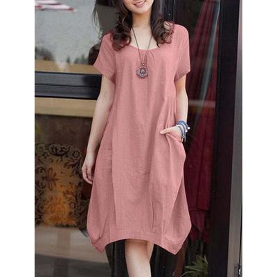 A Loose and Casual Pocket Dress for Women's Spring and Summer