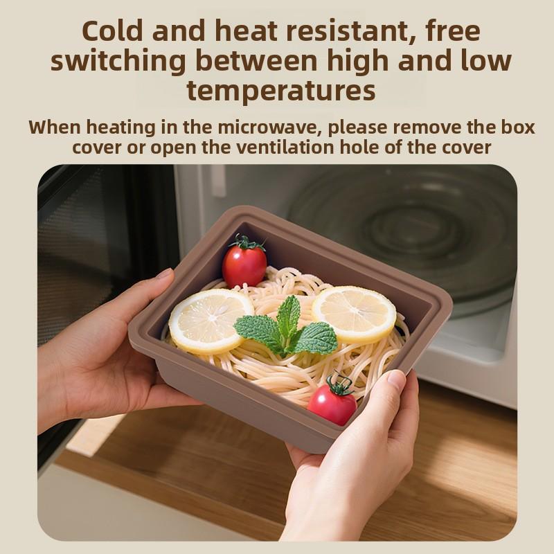 Food-grade silicone freshness box can be microwaved to heat leak-proof soup box refrigerator storage box sealed freezer box