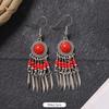 Bohemian earrings retro personality simple long fringed earrings women's high-end vacation style earrings