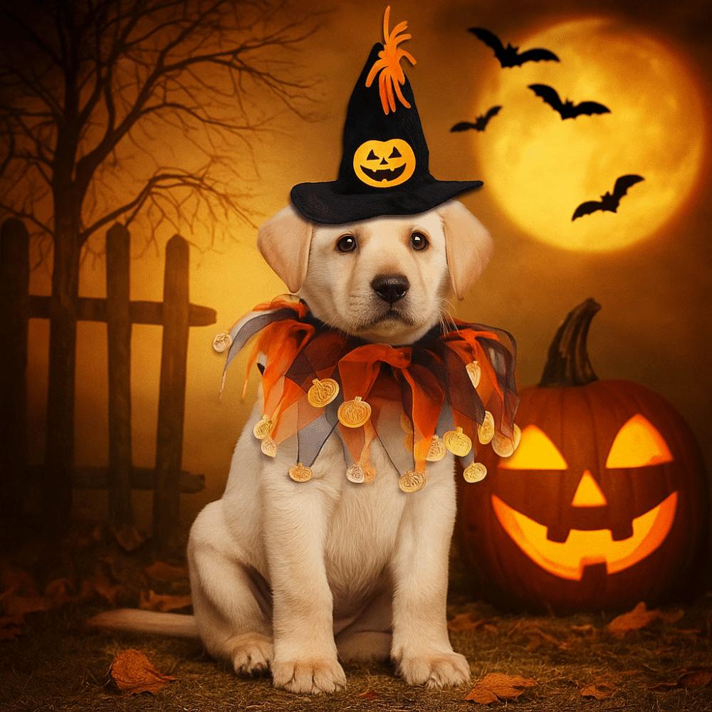 Pumpkin Halloween Cat Costume Spider Pet Halloween Supplies Cute Cat Collar Hat Set  Small Dog