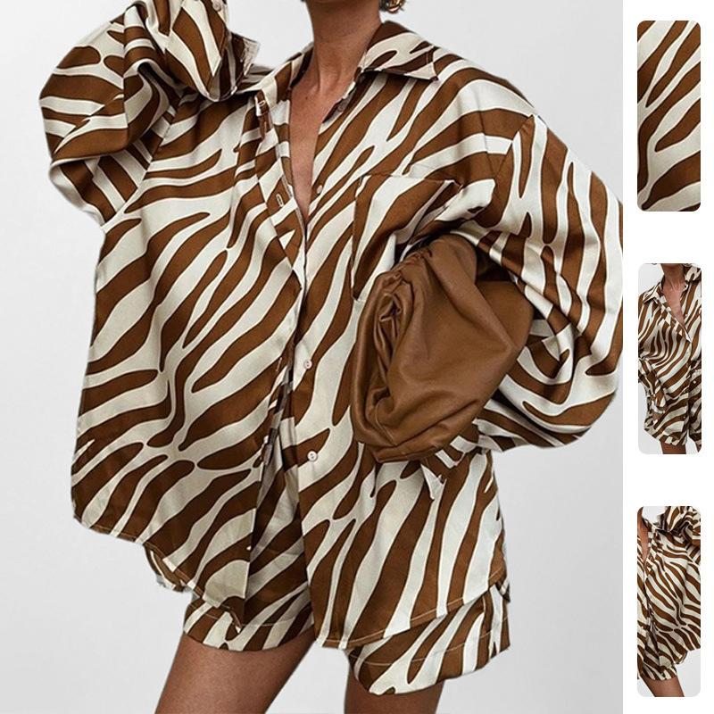 2026 Spring New Women's Clothing, European and American Fashion Casual Suit, Printed Shirt and Shorts Two-piece Set