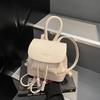 Trendy simple backpack new drawstring pleated women's bag going out travel small backpack