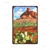 Vintage Floral Metal Plaque  Green Plants  Cactus Tin Sign  Wall Decoration for Garden Kitchen Living Room  Iron Painting Home D
