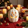 Decoratieve Lantaarns Halloween Pompoen Kaarsenhouder Hars Lantaarn Theelichthouder met Herbruikbare Feestelijke Ornamenten Uitgesneden Gezicht voor Herfst Boerderij
