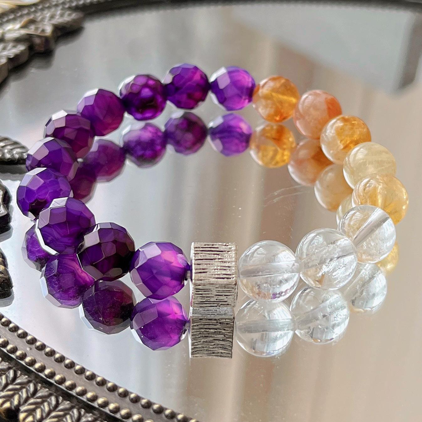 10Mm Design Natural White Crystal Honey Milk Cover Purple Chalcedony Bracelet Bracelet