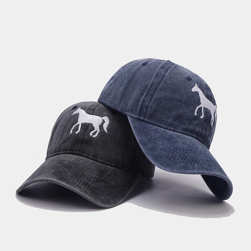 New Horse Embroidered Baseball Cap Women's Tide Casual Versatile Cap Men's Outdoor Sports Sun Hat