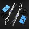 Black and White Baked Paint Gem Three-Tooth Styling & Thinning Scissors Set