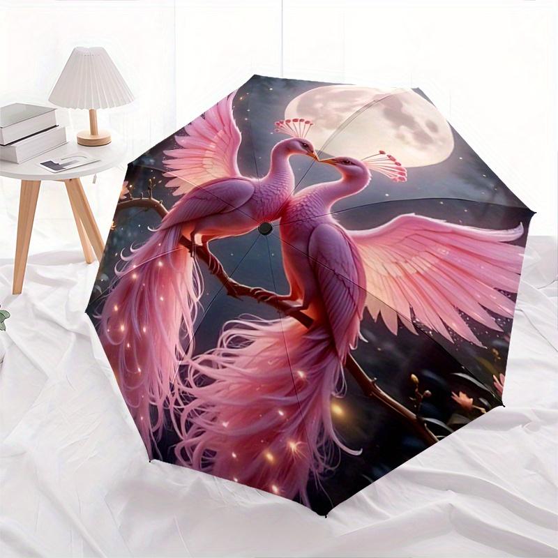 1pc Pink Peacock Automatic Opening and Closing Umbrella - Small Umbrella Suitable for Various Occasions R004