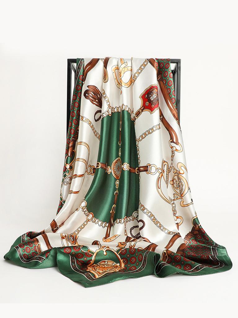 Fashion 90cm Square Silk Scarves Women Hijab Satin Print Kerchief Femme Head Scarf Foulard Bandana Beach Pareo Shawl Wrap Hijab