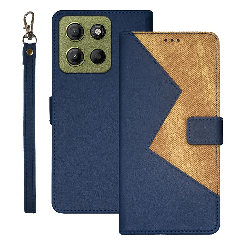 IDEWEI For Motorola Moto G15 Power 4G Case Card Slots Splicing Color Leather Phone Cover